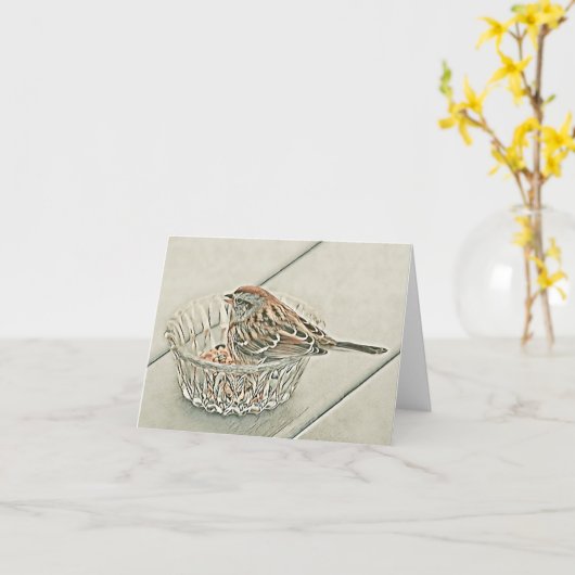 Sweet Sparrow - Blank Kaart (Gele Bloem)