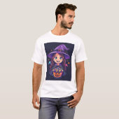 Sweet Spell – Little Halloween Witch with Candy Ba T-shirt (Voorkant volledig)