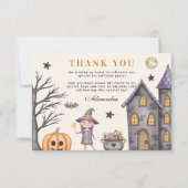 Sweet & Spooky Baby Witch Verjaardag Bedankkaart (Voorkant)