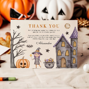 Sweet & Spooky Baby Witch Verjaardag Bedankkaart