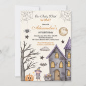 Sweet & Spooky Baby Witch Verjaardag Kaart (Voorkant)