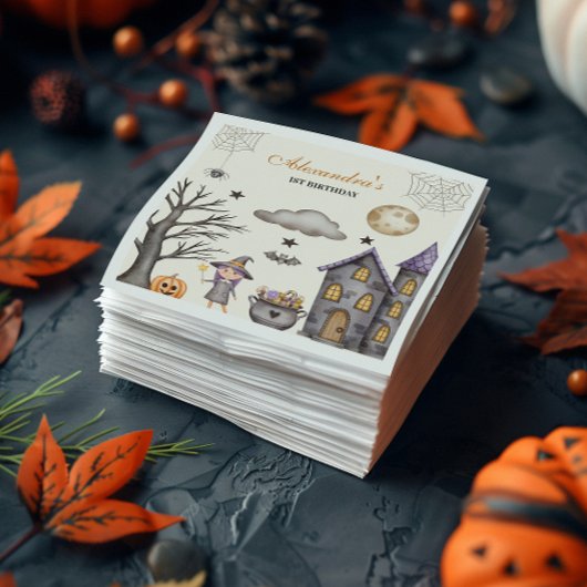 Sweet & Spooky Baby Witch Verjaardag Servet