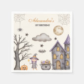 Sweet & Spooky Baby Witch Verjaardag Servet (Voorkant)