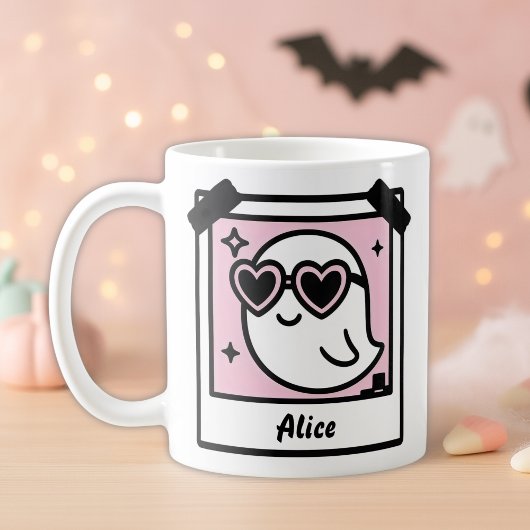 Sweet & Spooky Ghost Pastel Gothic Roze Polaroid Koffiemok