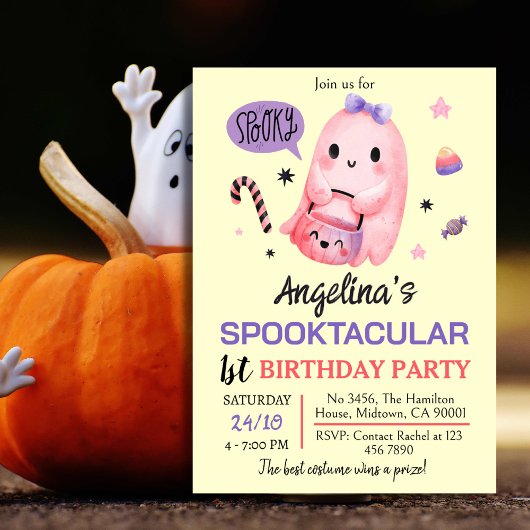 Sweet & Spooky Ghost snoep 1st Birthday Halloween Kaart