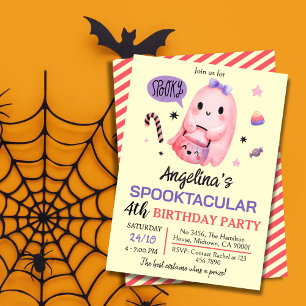 Sweet & Spooky Ghost snoep 4e verjaardag Halloween Kaart