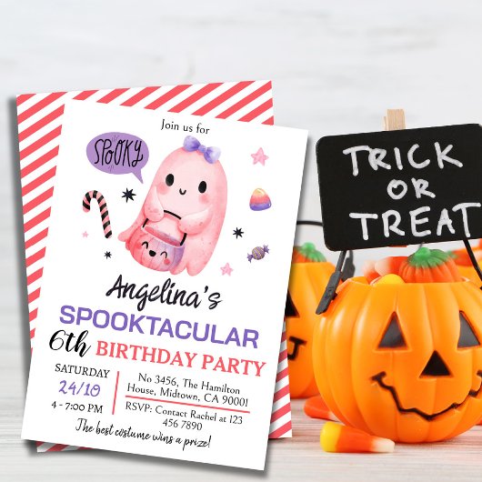 Sweet & Spooky Ghost snoep 6e Verjaardag Halloween Kaart