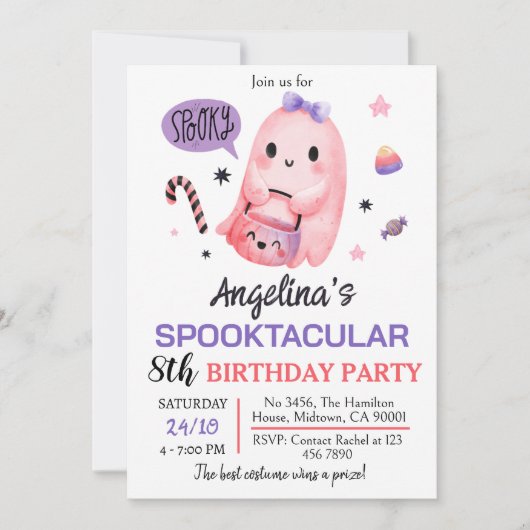 Sweet & Spooky Ghost snoep 8e Verjaardag Halloween Kaart (Voorkant)