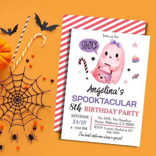 Sweet & Spooky Ghost snoep 8e Verjaardag Halloween Kaart