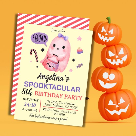 Sweet & Spooky Ghost snoep 8e Verjaardag Halloween Kaart