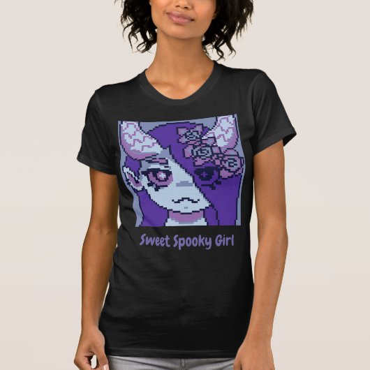 Sweet Spooky Girl Halloween pixel Art T-shirt (Voorkant)