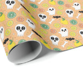 Sweet & Spooky Halloween Ghosts, Skulls & Citrus Cadeaupapier (Rol Hoek)