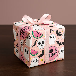 Sweet & Spooky Halloween Ghosts & Watermeloenen Cadeaupapier