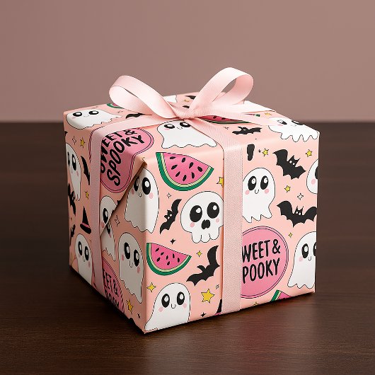 Sweet & Spooky Halloween Ghosts & Watermeloenen Cadeaupapier