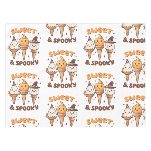 Sweet & Spooky Ice Cream Pumpkin Tafelkleed (Voorkant (Horizontaal))