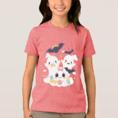 Sweet & Spooky Kawaii Ghost Party Tri-Blend Shirt (Voorkant)