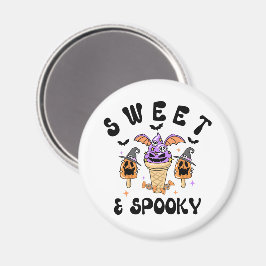 Sweet & Spooky Retro Halloween Ice Cream Cones Magneet