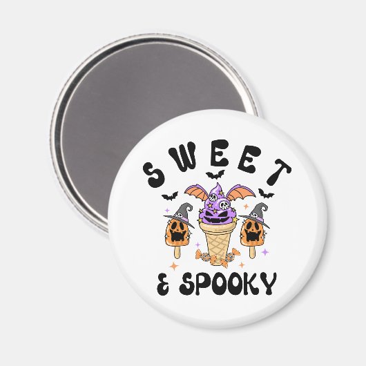 Sweet & Spooky Retro Halloween Ice Cream Cones Magneet (Voorkant / Achterkant)