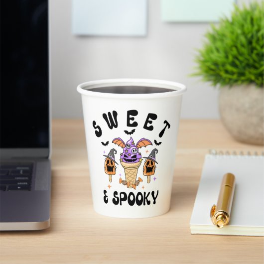 Sweet & Spooky Retro Halloween Ice Cream Cones Papieren Bekers (Insitu)
