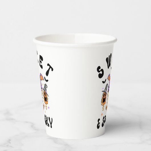 Sweet & Spooky Retro Halloween Ice Cream Cones Papieren Bekers (Links)