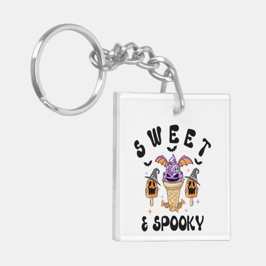 Sweet & Spooky Retro Halloween Ice Cream Cones Sleutelhanger (Voorkant Links)