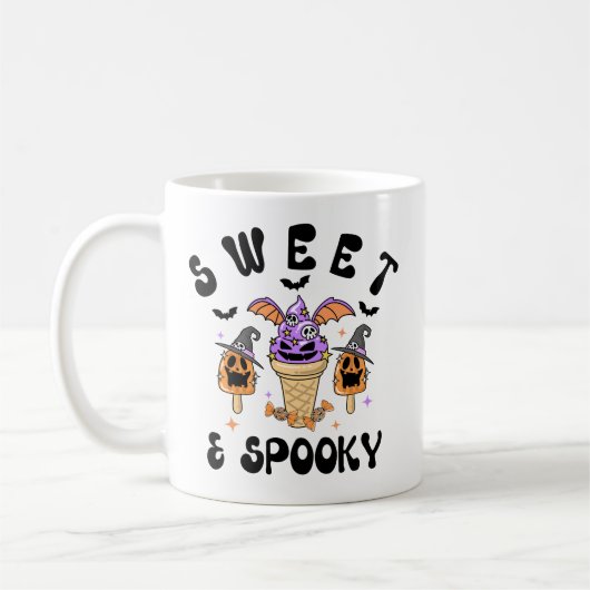 Sweet & Spooky Retro Monster Ice Cream Halloween Koffiemok (Links)