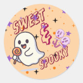 Sweet & Spooky Schattige Ghost Round Sticker (Voorkant)