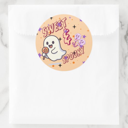 Sweet & Spooky Schattige Ghost Round Sticker (Tas)