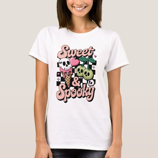 Sweet & Spooky Sweater – Kawaii Halloween trui T-shirt (Voorkant)