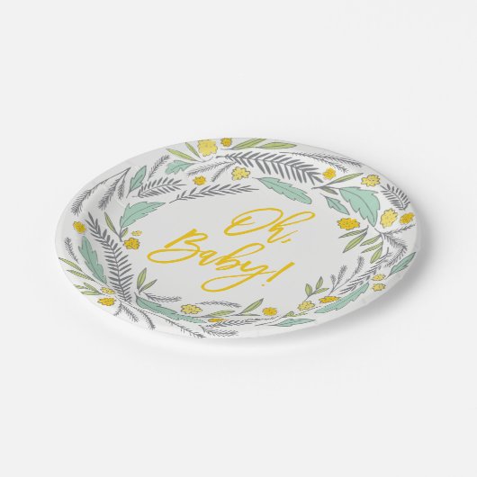 Sweet Sprigs Genderneutraal Baby shower Bord (Gekanteld)