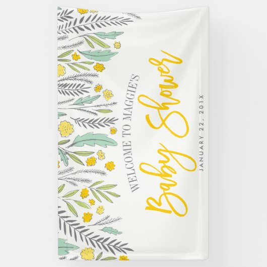 Sweet Sprigs Neutraal Baby shower Sign Banner Sign (Verticaal)