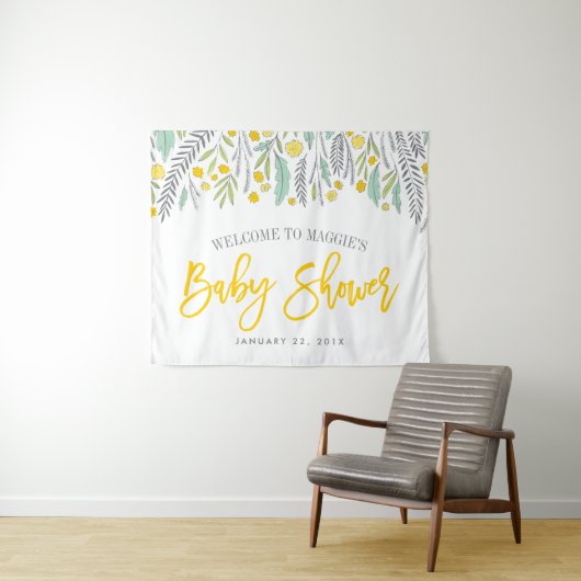 Sweet Sprigs Neutraal Baby shower Tapestry Tapestr Wandkleed (In Situ (horizontaal))