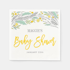 Sweet Sprigs Neutral Gepersonaliseerd Baby shower  Servet