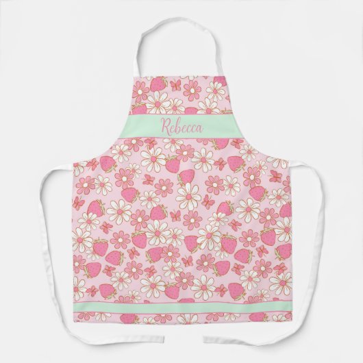 Sweet Spring aardbeien gepersonaliseerd Schort (Voorkant)