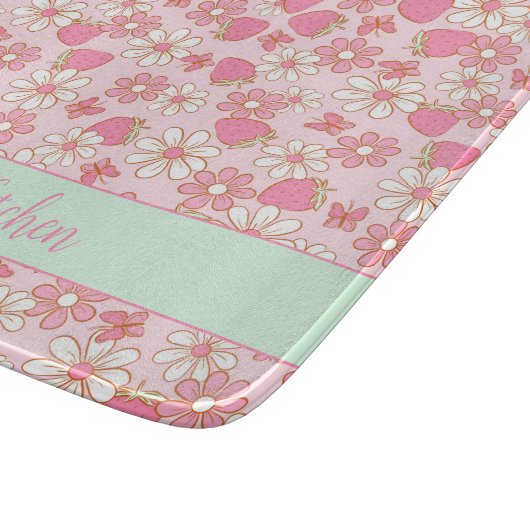 Sweet Spring aardbeien gepersonaliseerd Snijplank (Hoek)