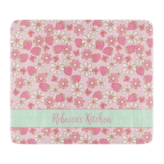 Sweet Spring aardbeien gepersonaliseerd Snijplank (Voorkant)