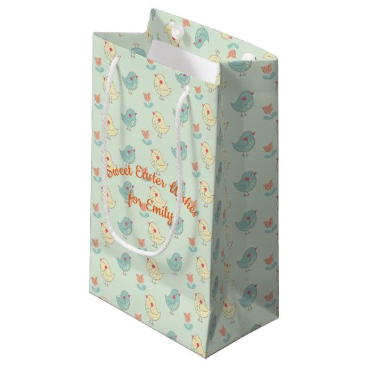 Sweet Spring Birdies Gift Bag - Klein, glanzend Klein Cadeauzakje (Voorkant Gekanteld)