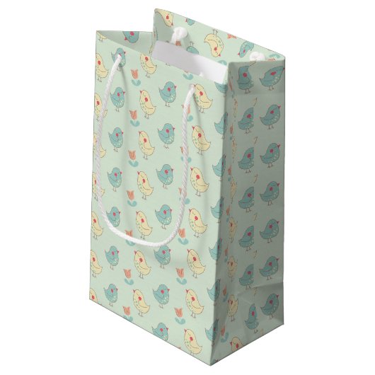 Sweet Spring Birdies Gift Bag - Klein, glanzend Klein Cadeauzakje (Achterkant Gekanteld)