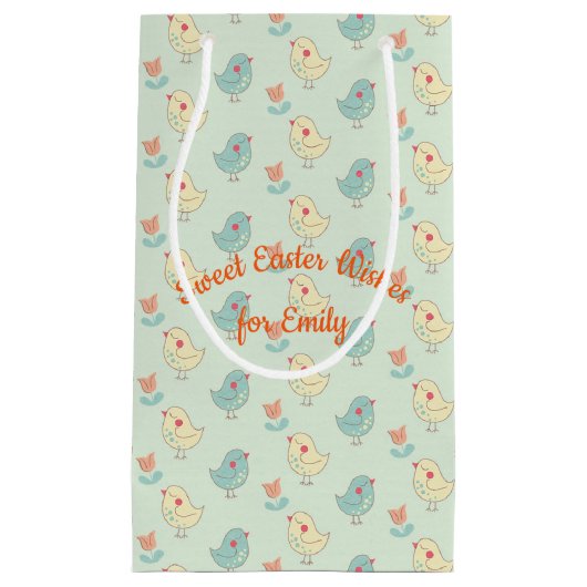 Sweet Spring Birdies Gift Bag - Klein, glanzend Klein Cadeauzakje (Voorkant)