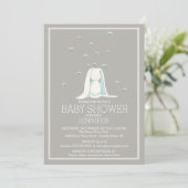Sweet Spring Blue Boys Bunny Baby shower Kaart (Staand voorkant)