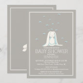 Sweet Spring Blue Boys Bunny Baby shower Kaart (Voorkant / Achterkant)