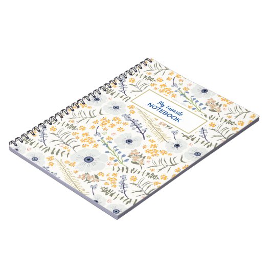 Sweet Spring Blue Yellow Botanical Flowers Name Notitieboek (Linkerzijde)