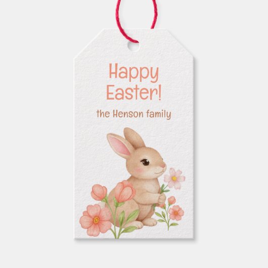 Sweet Spring Bunnies & Floral Garden  Cadeaulabel (Voorkant)