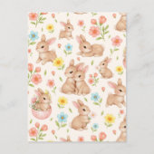Sweet Spring Bunnies & Floral Garden Pattern Briefkaart (Voorkant)
