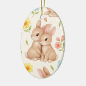 Sweet Spring Bunnies & Floral Garden Pattern Keramisch Ornament (Links)