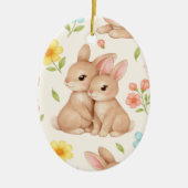 Sweet Spring Bunnies & Floral Garden Pattern Keramisch Ornament (Voorkant)