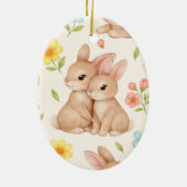 Sweet Spring Bunnies & Floral Garden Pattern Keramisch Ornament (Achterkant)