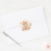 Sweet Spring Bunnies & Floral Garden Pattern Ronde Sticker (Envelop)