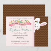 Sweet Spring Bunny Girl Baby shower Uitnodiging (Voorkant / Achterkant)