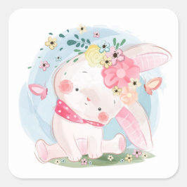 Sweet Spring Bunny Vierkante Sticker